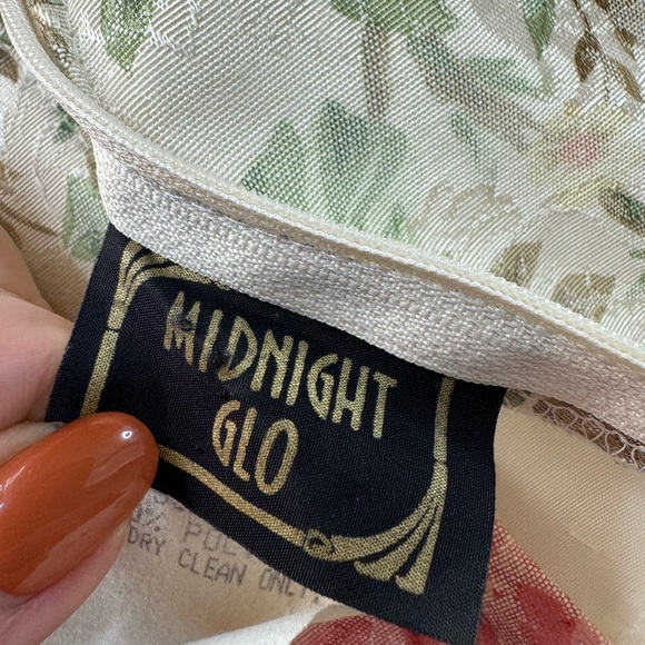 VTG 80s Midnight Glo Brocade Roses Puff Sleeve Bows Mini Dress S - Picture 7 of 9